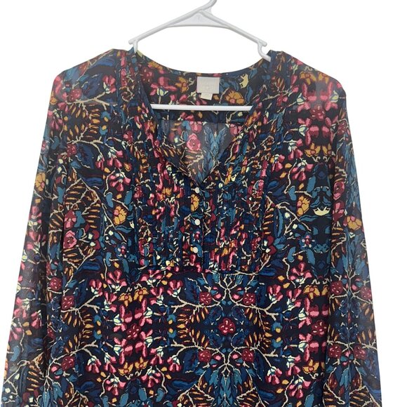 Converse One Star Womens Floral Long Sleeve Top Blouse SZ M Multicolor - Picture 2 of 9